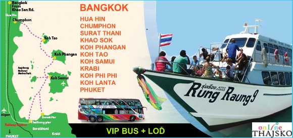 VIP bus a loď - jižní Thajsko