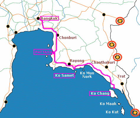 Okolo východního Thajska, mapa