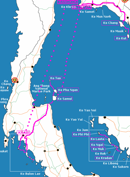 Mapaa Itineráře Thajsko, Leden